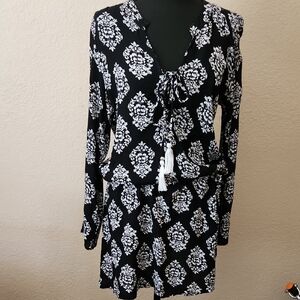 Blue Island Black and White Mini Dress